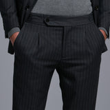 PINSTRIPED PANTS WITH SIDE ADJUSTMENT