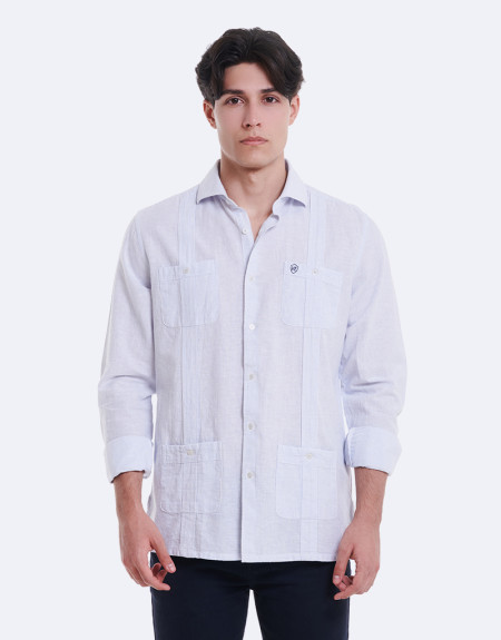 CAMISA CUBANA LINO - RAYAS