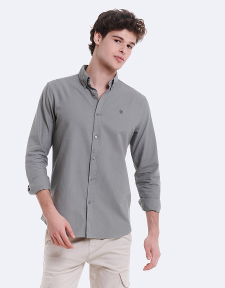 CAMISA LISA OXFORD - OLIVA