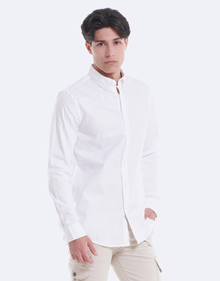 CAMISA LISA OXFORD - BLANCO