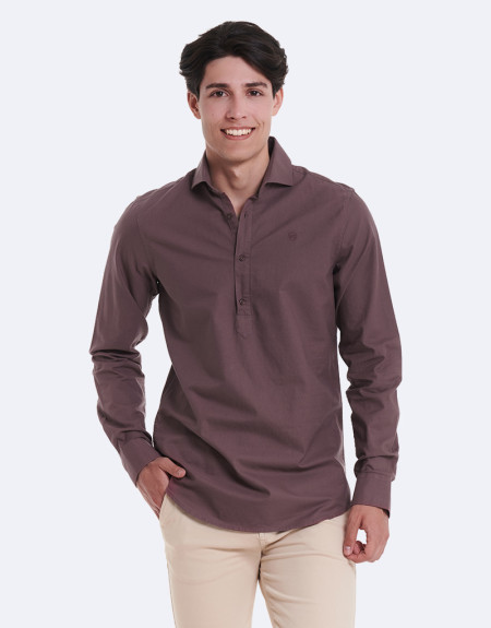 CAMISA POLERA OXFORD - VINO