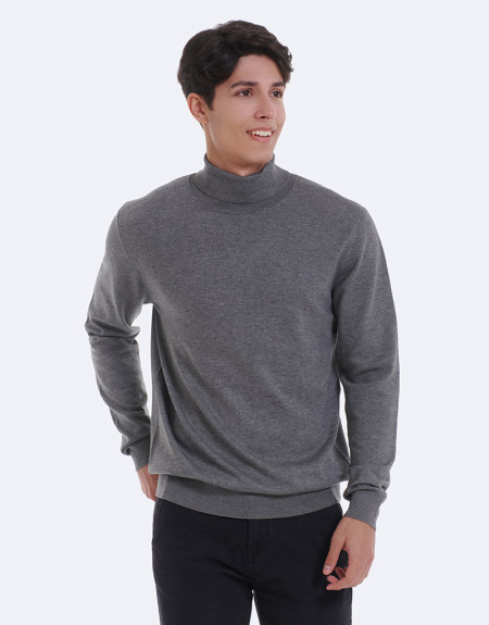 JERSEY LISO CUELLO ALTO - GRIS