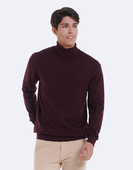 JERSEY LISO CUELLO ALTO - VINO