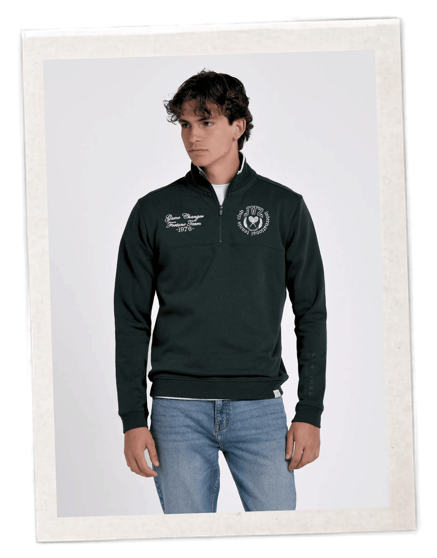 SUDADERA MEDIA CREMALLERA PRINT - verde