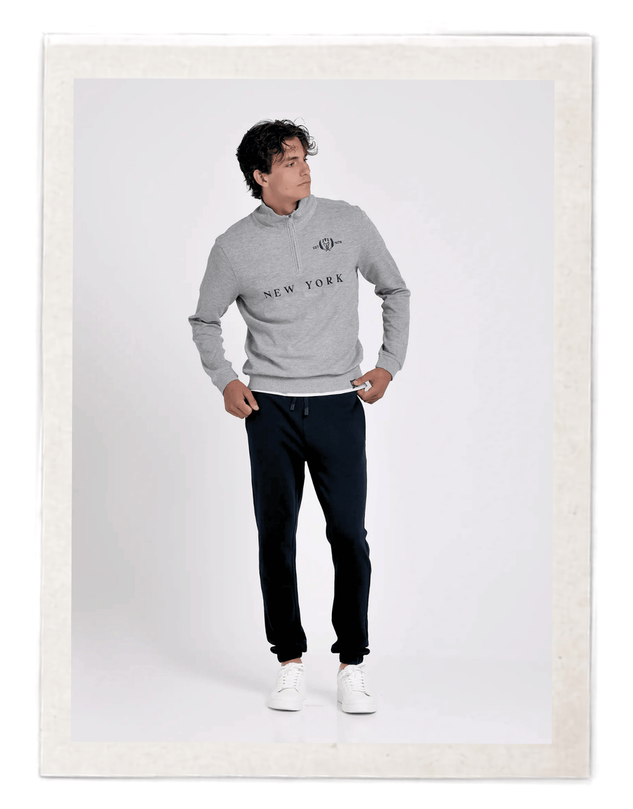 SUDADERA MEDIA CREMALLERA NEW YORK - gris