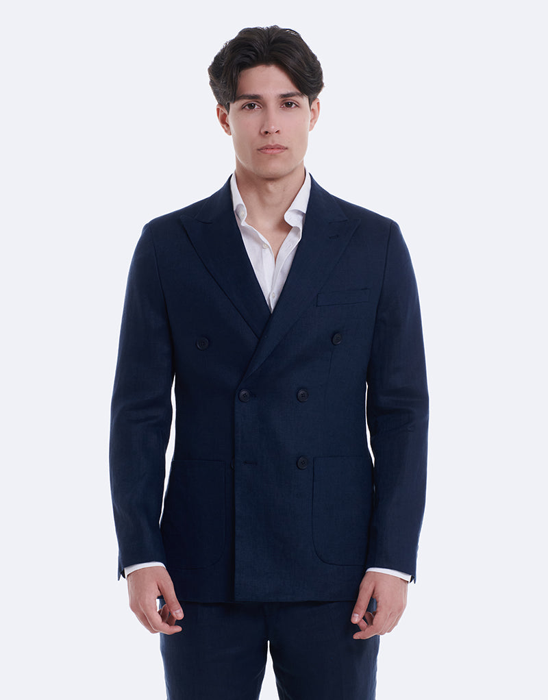 Blazer cruzado de linho premium