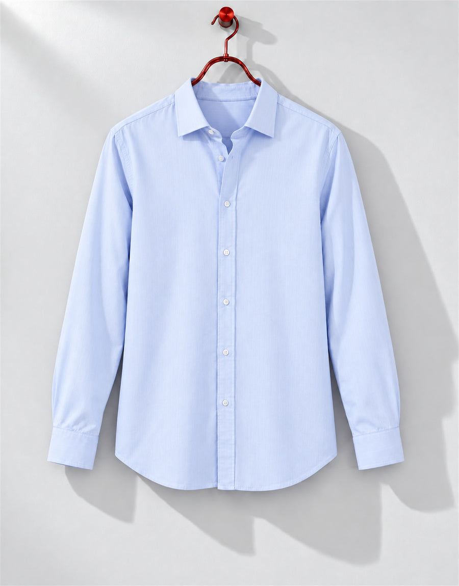 CHAMBRAY DRESS SHIRT WITH ITALIAN COLLAR