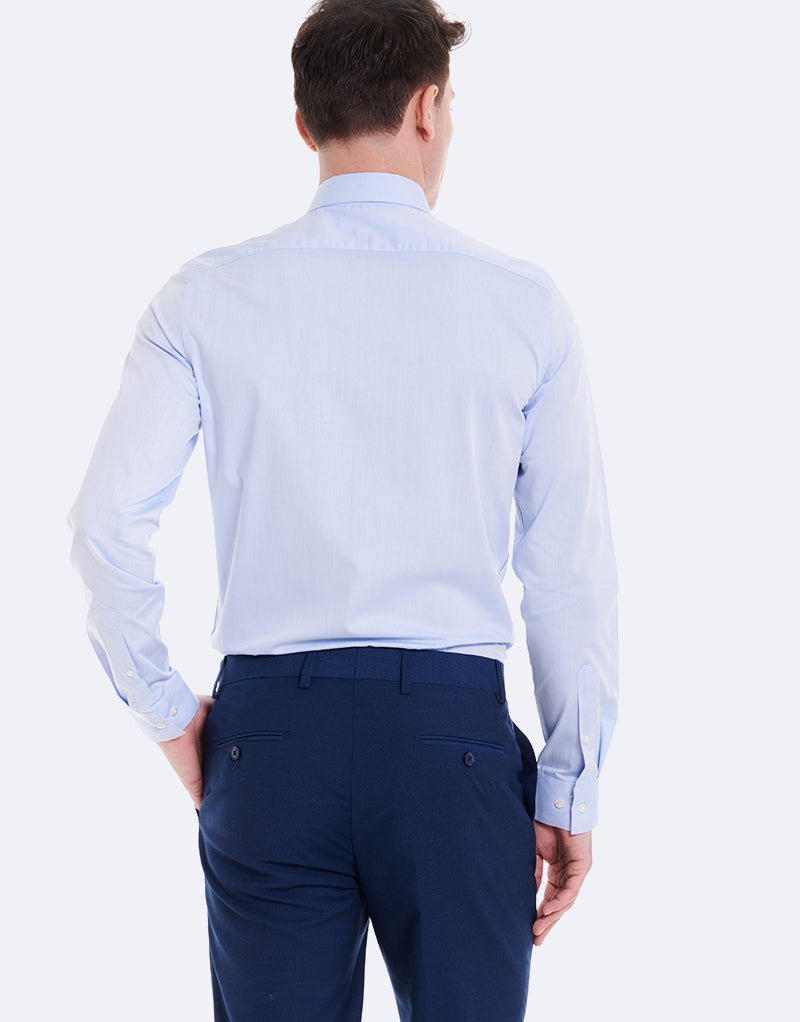 Camisa social em chambray com gola italiana