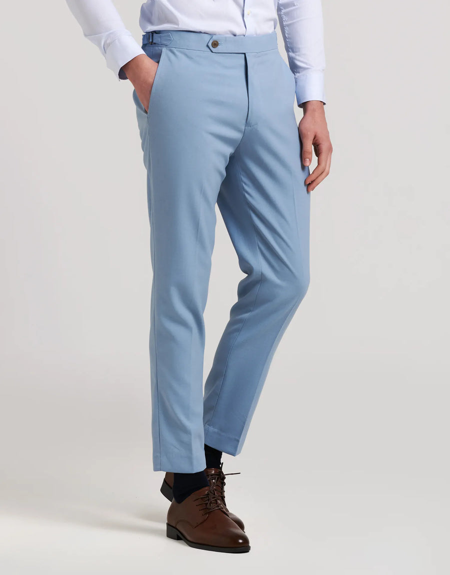 PANTALON TRAJE MEZCLILLA HEBILLAS TAPPERED FIT