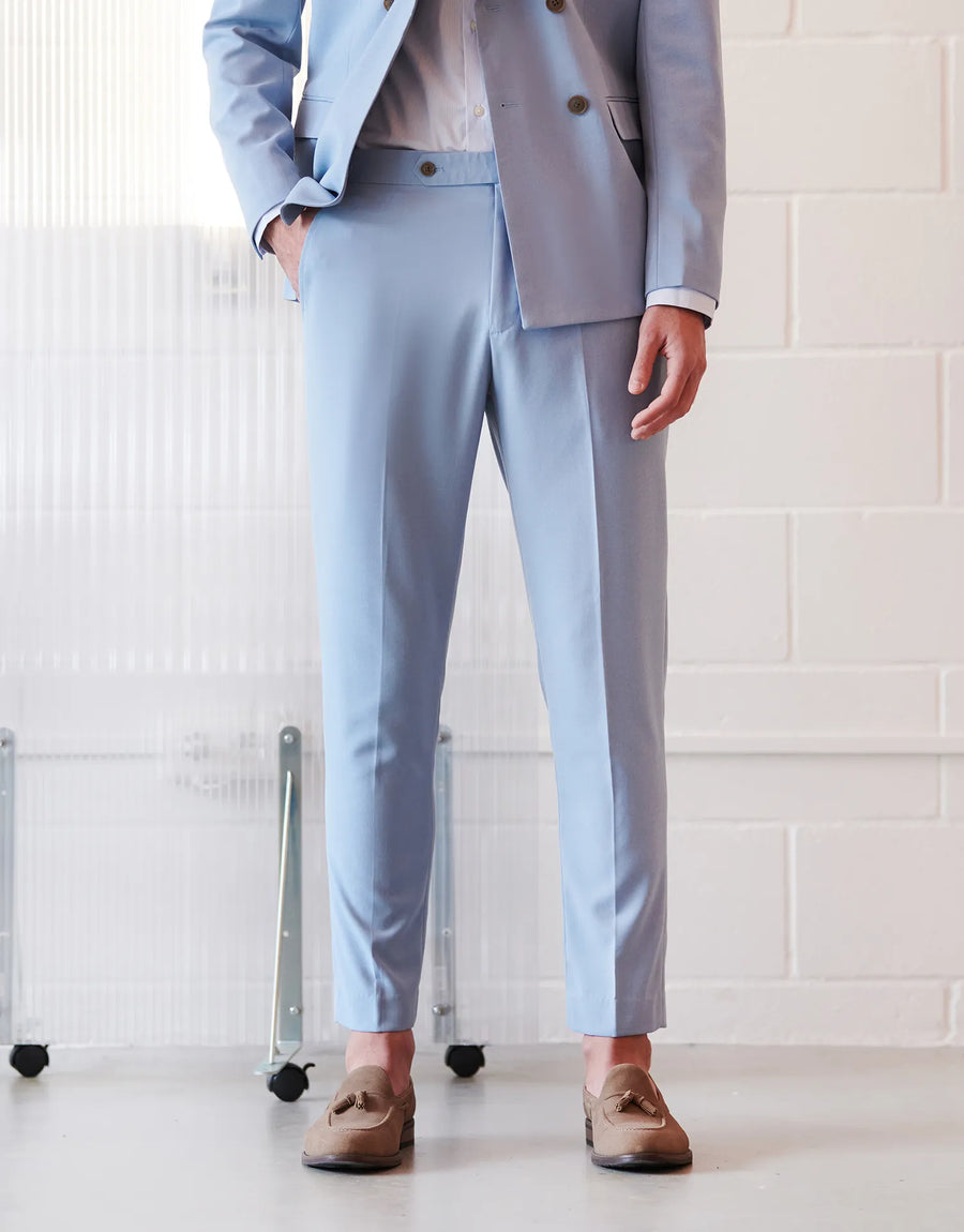 PANTALON TRAJE MEZCLILLA HEBILLAS TAPPERED FIT