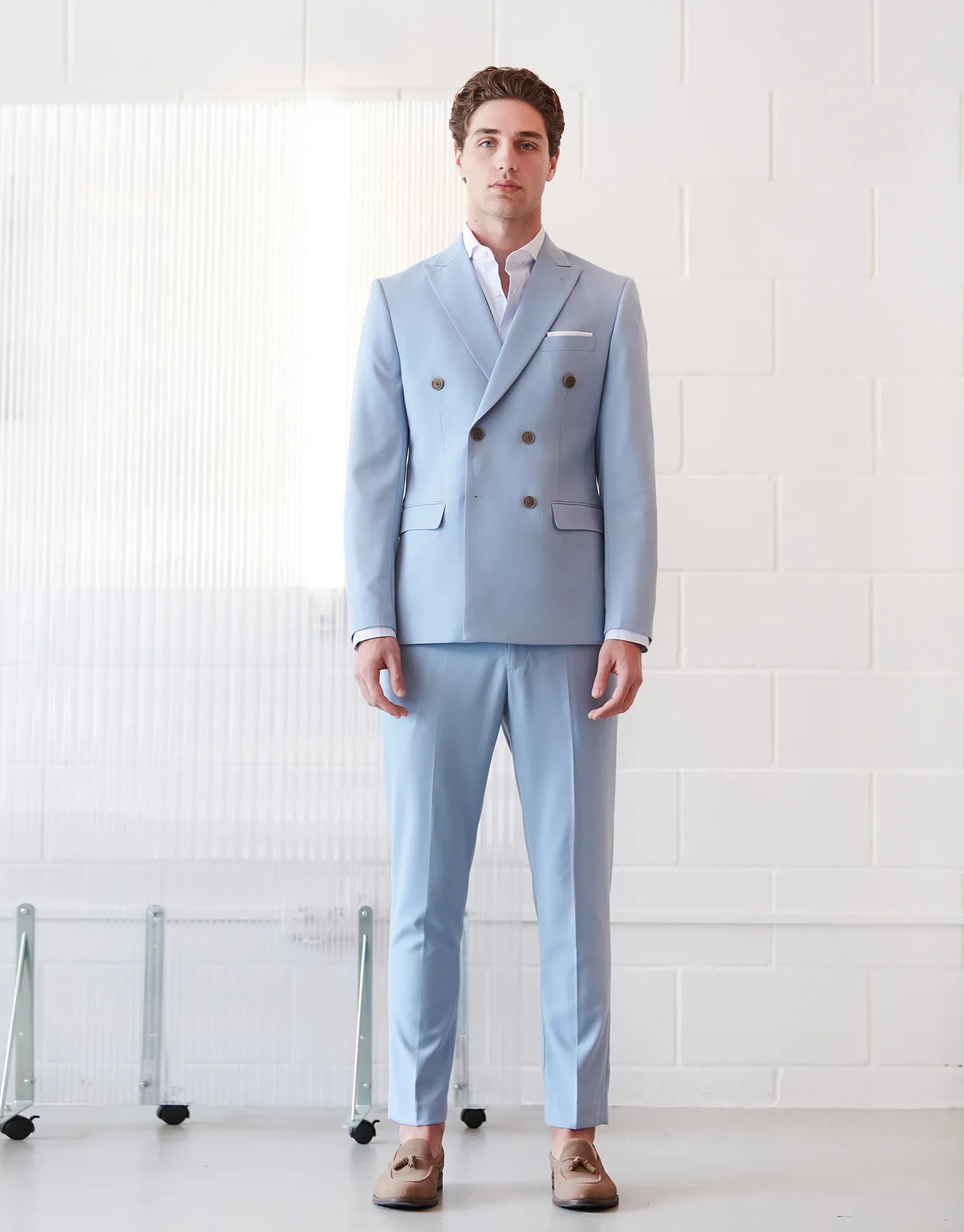 PANTALON TRAJE MEZCLILLA HEBILLAS TAPPERED FIT