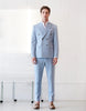 DENIM SUIT PANTS WITH BUCKLES AND TAPPERED FIT