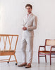 DENIM SUIT PANTS WITH BUCKLES AND TAPPERED FIT