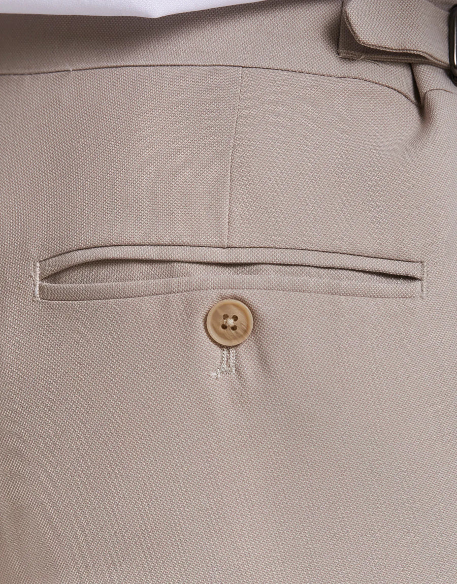 DENIM SUIT PANTS WITH BUCKLES AND TAPPERED FIT
