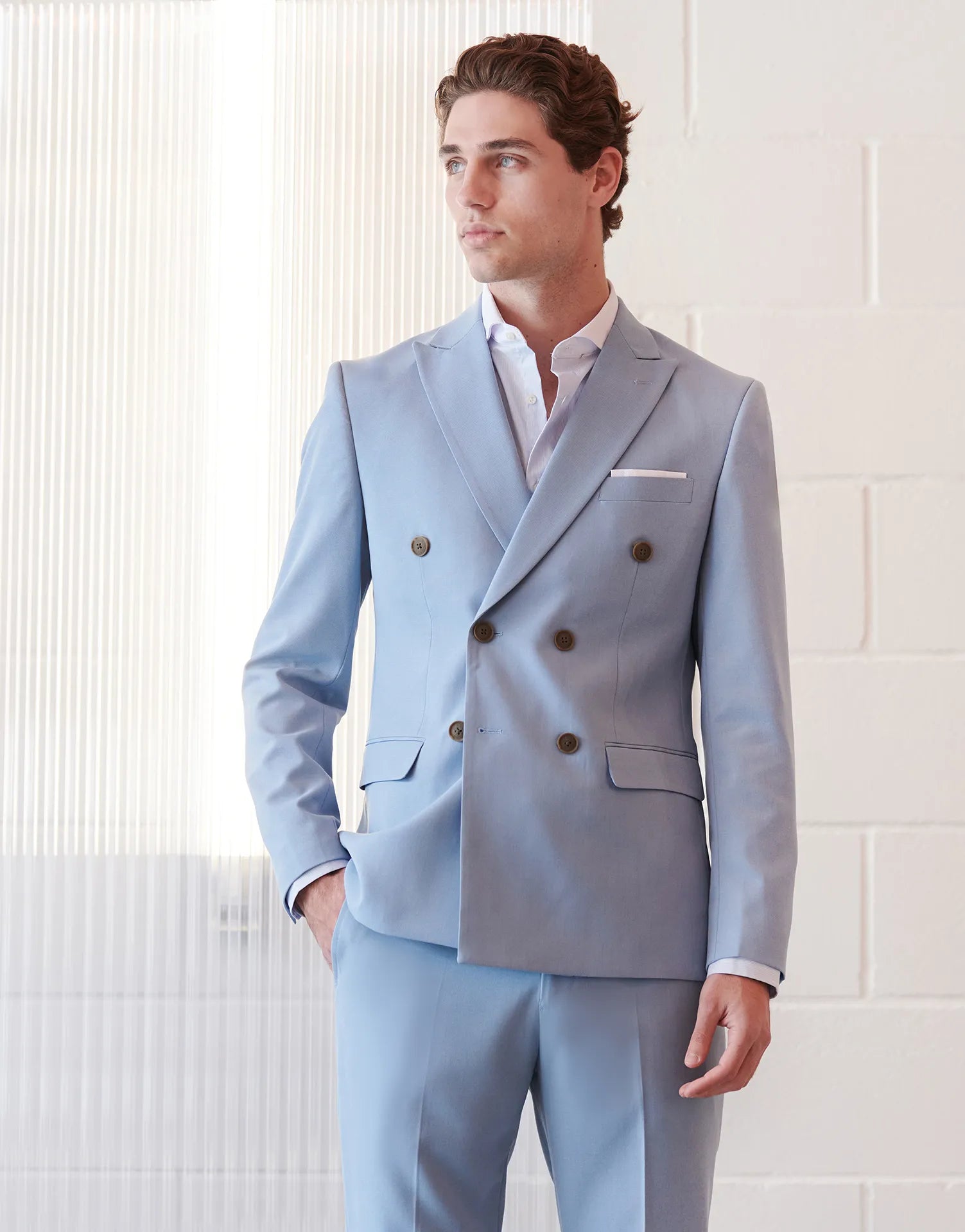 AMERICANA TRAJE CRUZADO MEZCLILLA