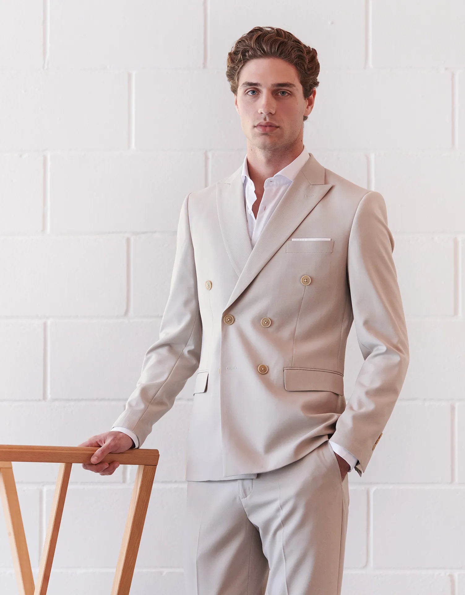 AMERICANA TRAJE CRUZADO MEZCLILLA