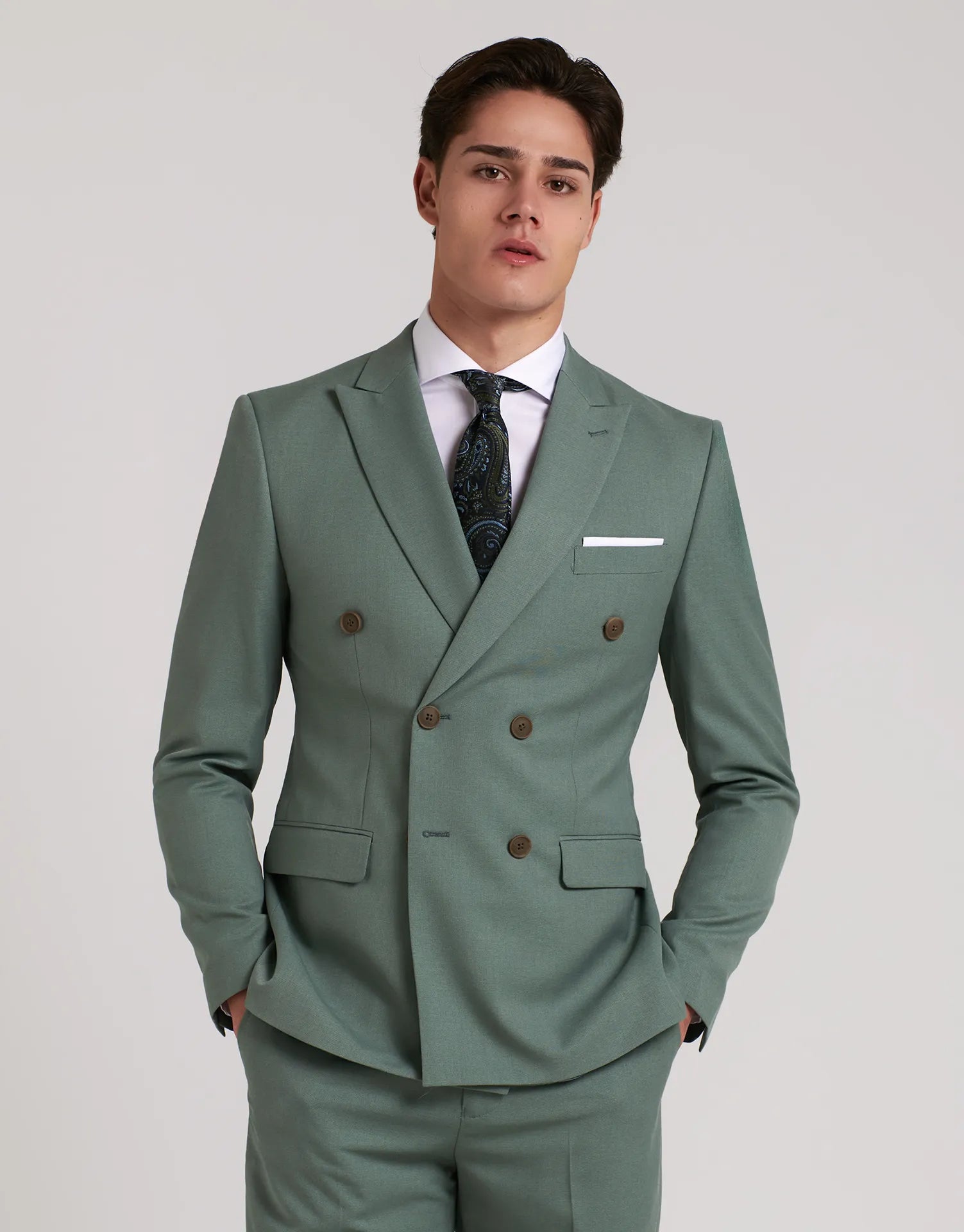 AMERICANA TRAJE CRUZADO MEZCLILLA