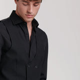 DENIM DOUBLE-SLEEVED SUIT VEST