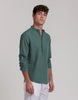 LINEN POLO SHIRT WITH MAO COLLAR