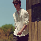LINEN SHIRT WITH MAO NECK