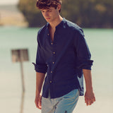 LINEN SHIRT WITH MAO NECK