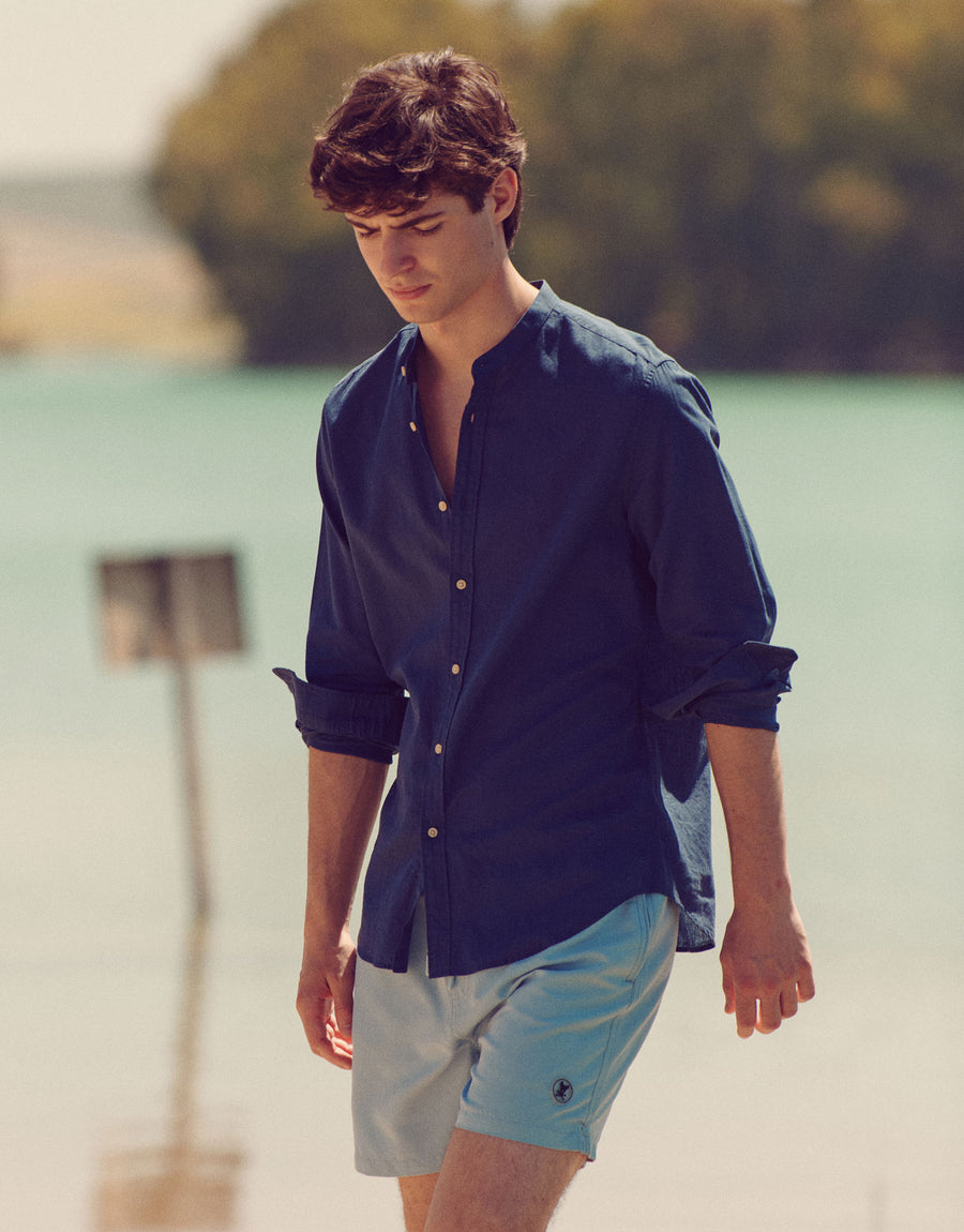CAMISOLA DE LINHO COM GOLA MAO