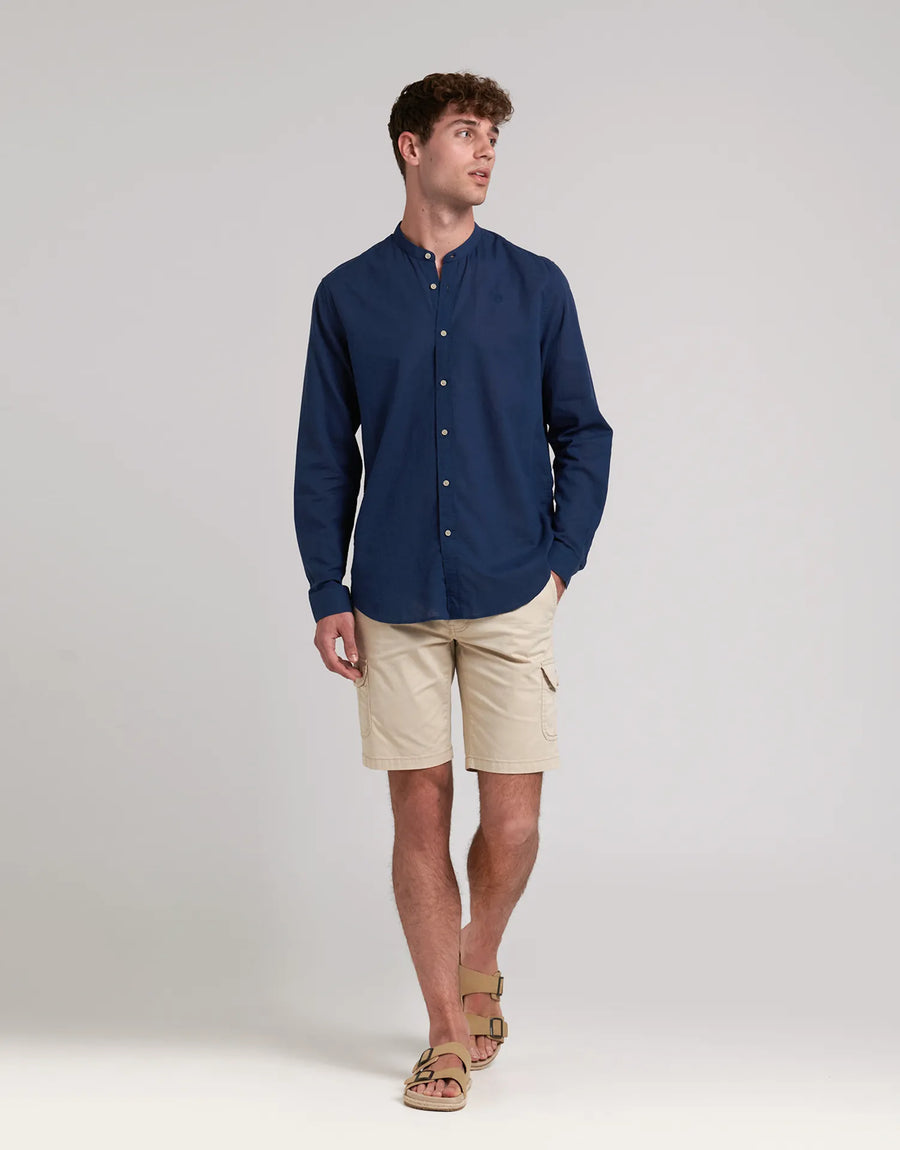 LINEN SHIRT WITH MAO NECK