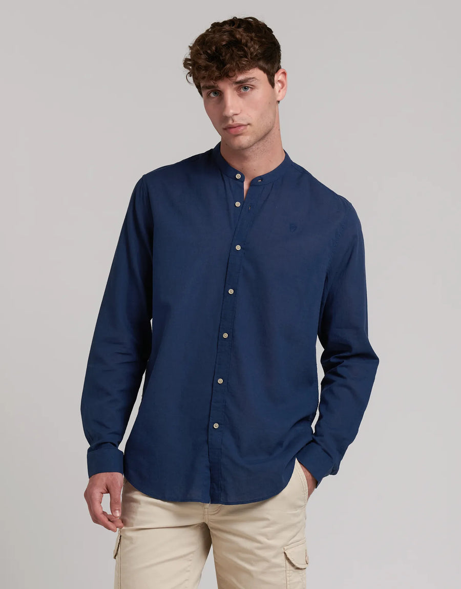 LINEN SHIRT WITH MAO NECK