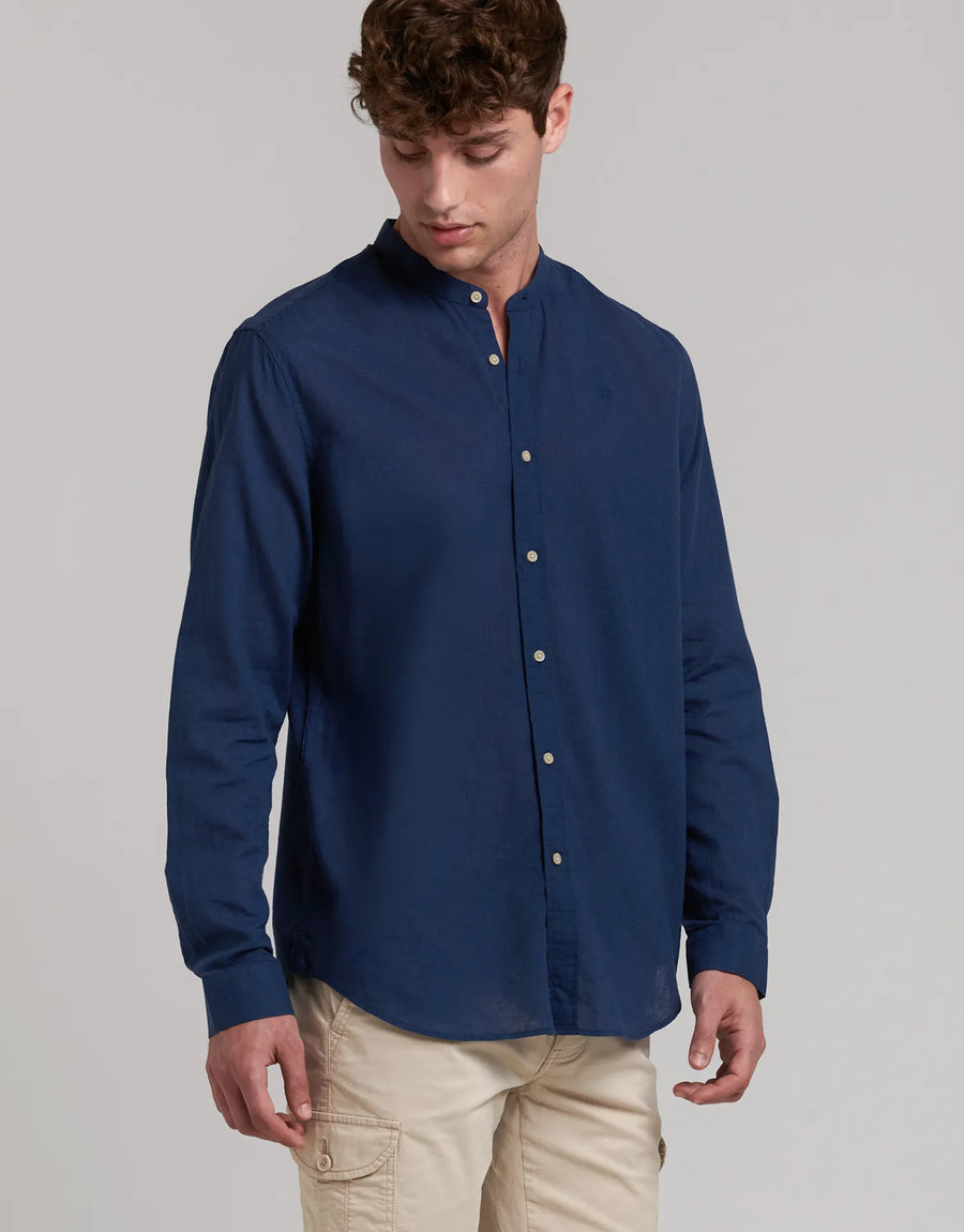 LINEN SHIRT WITH MAO NECK