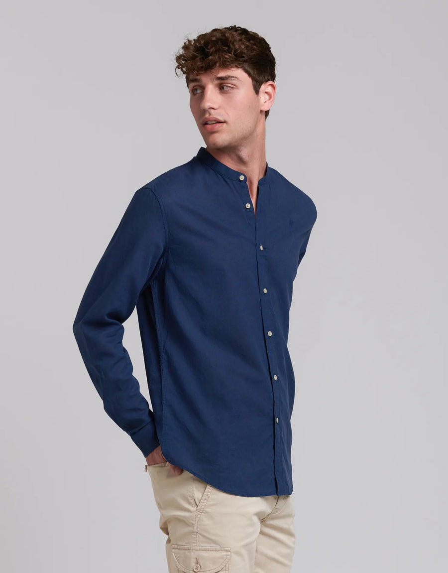LINEN SHIRT WITH MAO NECK