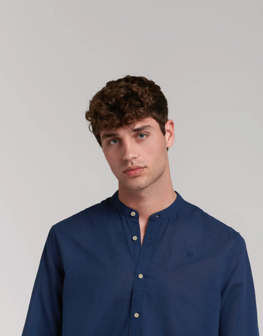 LINEN SHIRT WITH MAO NECK