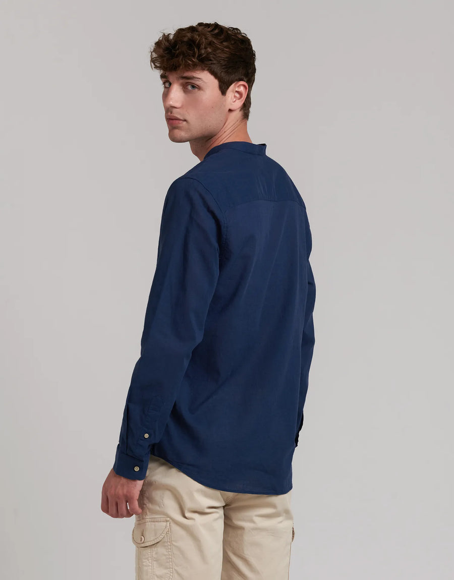 LINEN SHIRT WITH MAO NECK