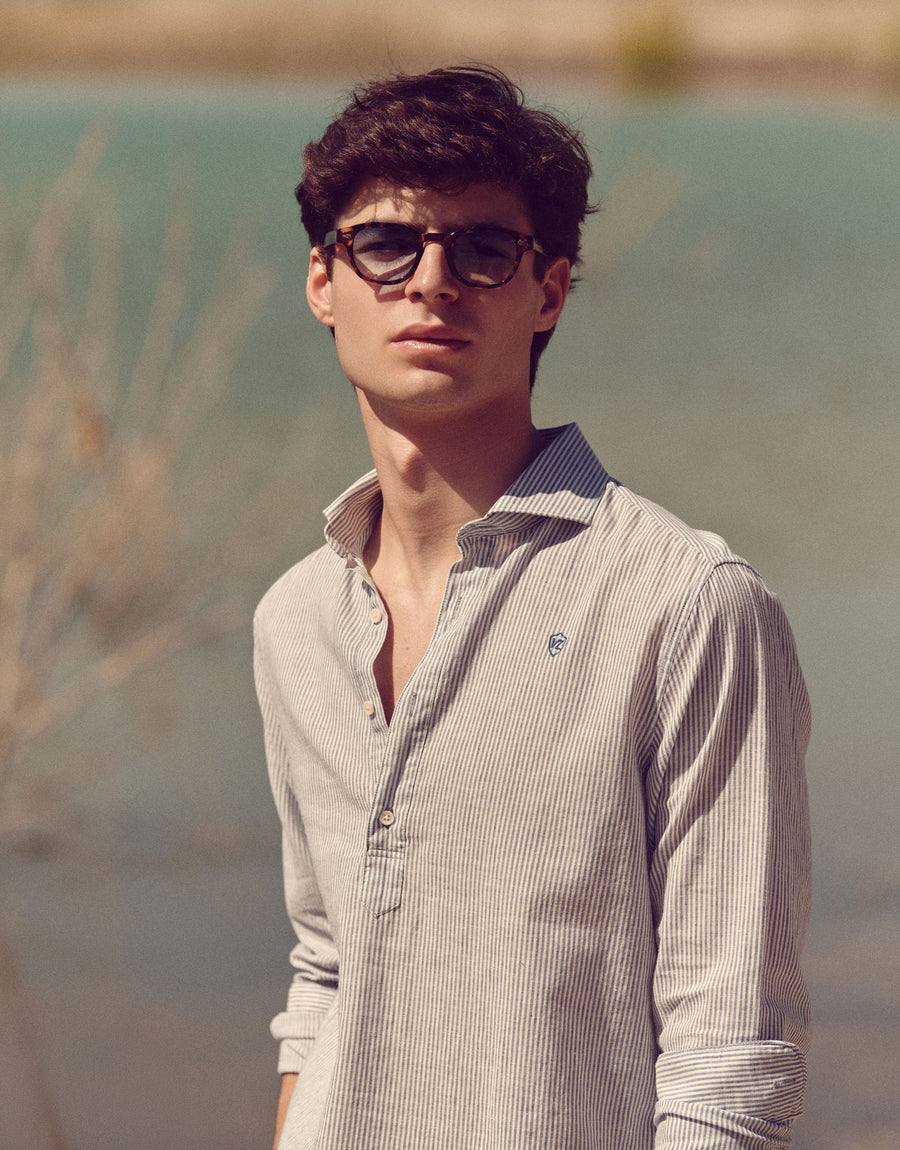 CAMISA POLERA LINO RAYAS