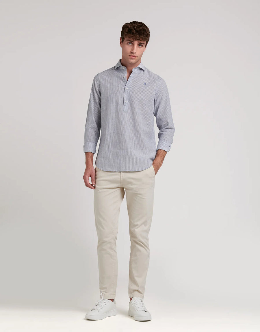 CAMISA POLERA LINO RAYAS