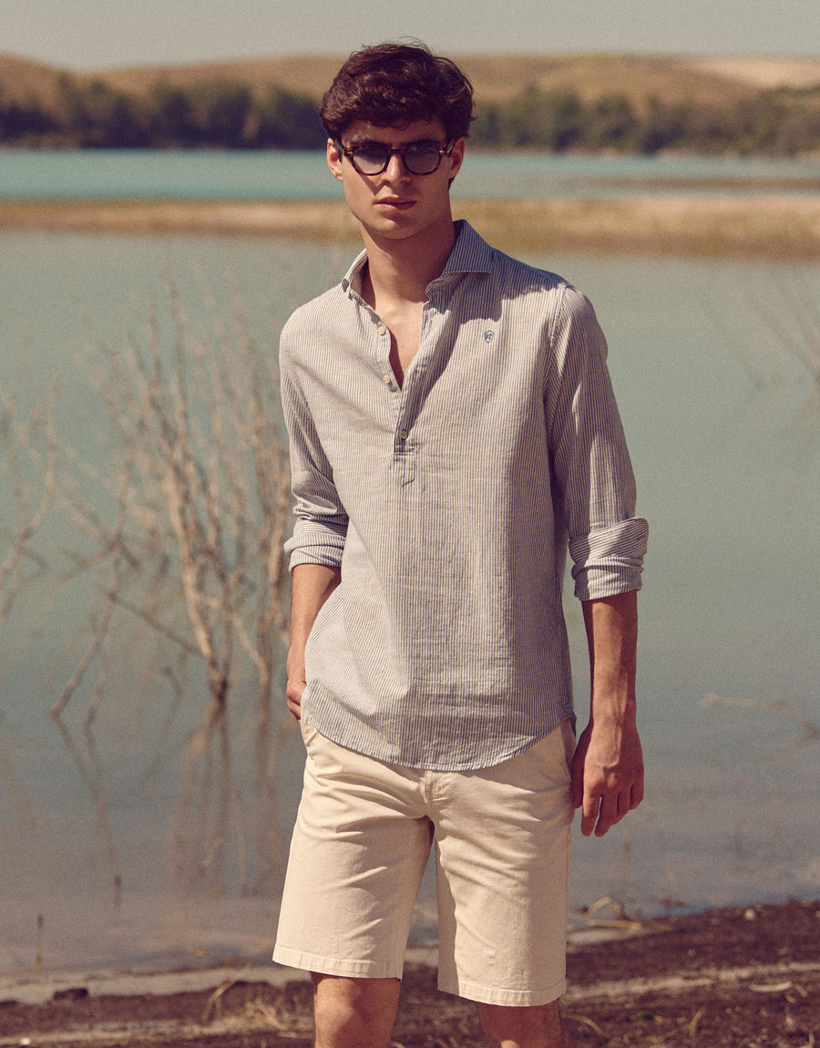CAMISA POLERA LINO RAYAS