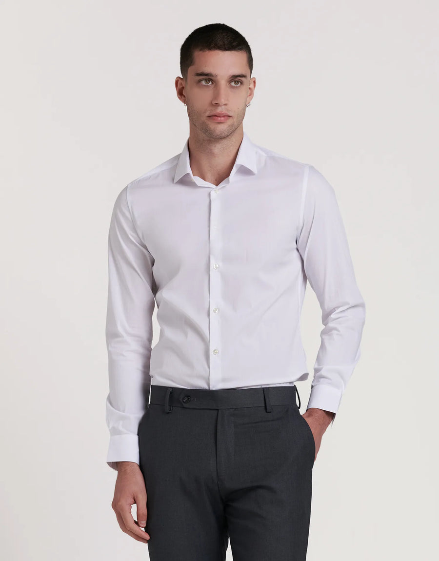 Camisa social slim fit com gola elástica elástica