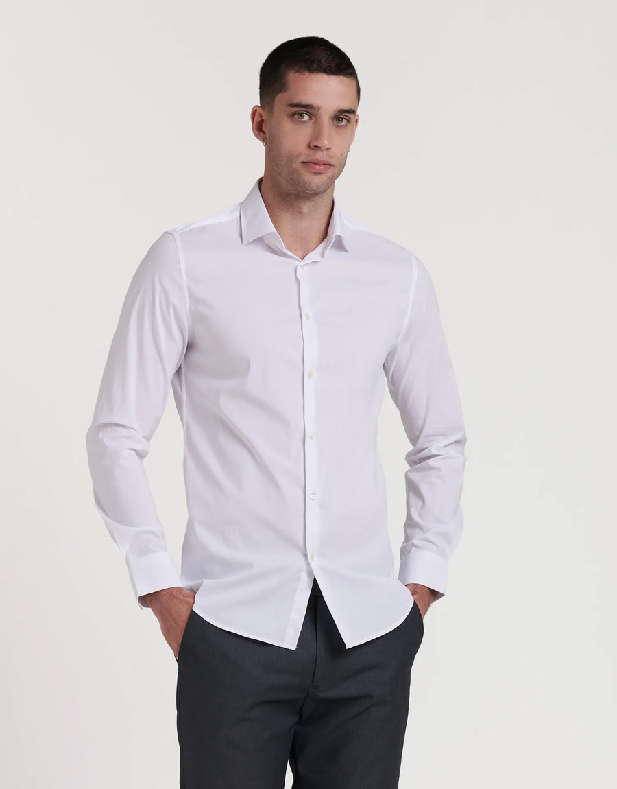 Camisa social slim fit com gola elástica elástica