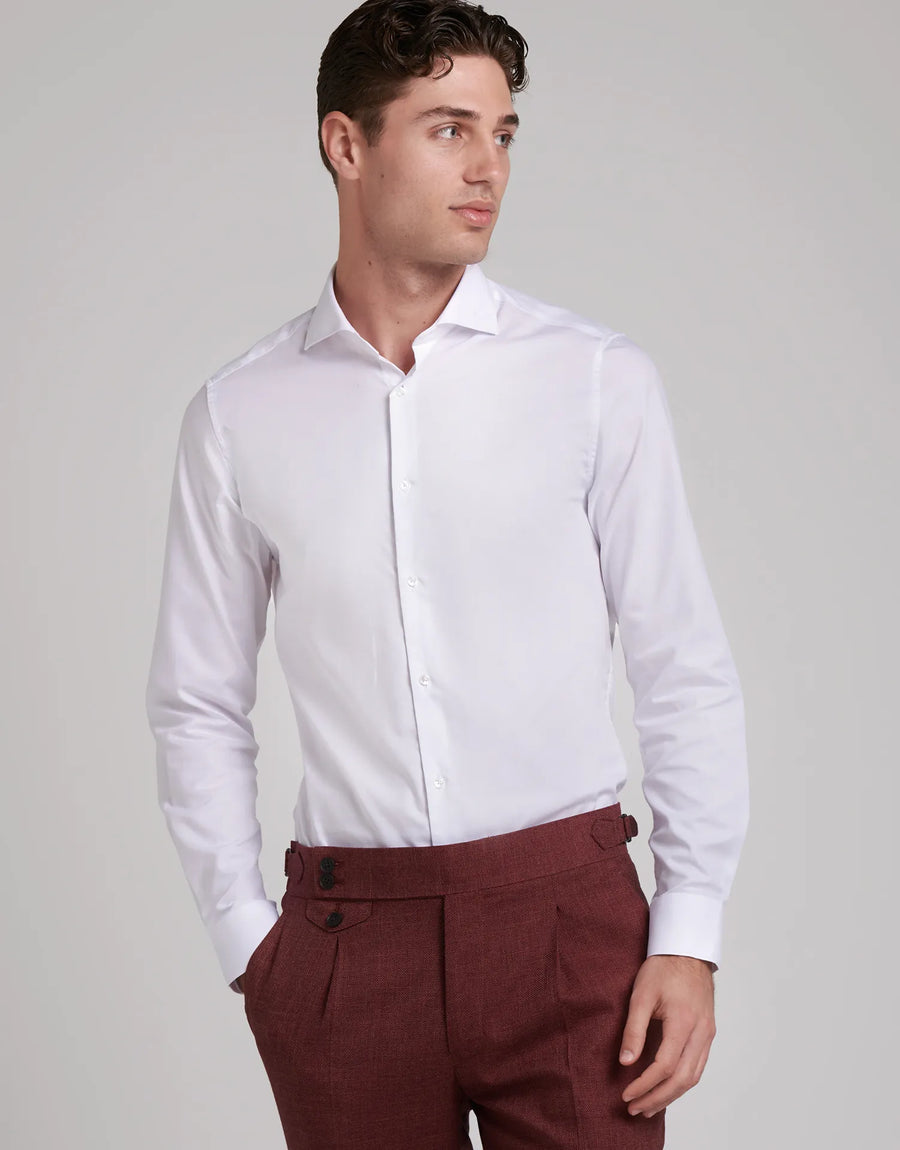 Camisa slim fit com gola estruturada italiana