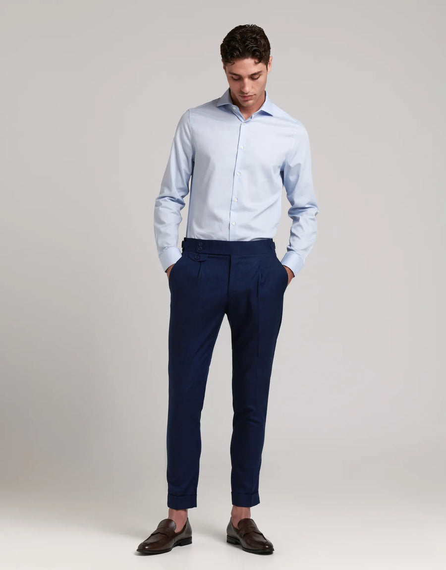 CAMISA SLIM COM ESTRUTURA DE GOLA ITALIANA