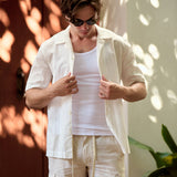 CAMISA MC LINO RAYAS