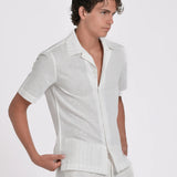 CAMISA MC LINO RAYAS