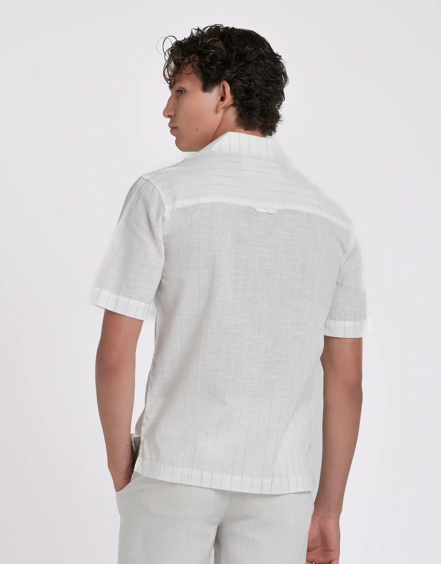 CAMISA MC LINO RAYAS