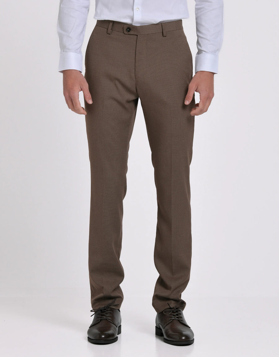 PANTALON TRAJE OJO PERDIZ - MARRON
