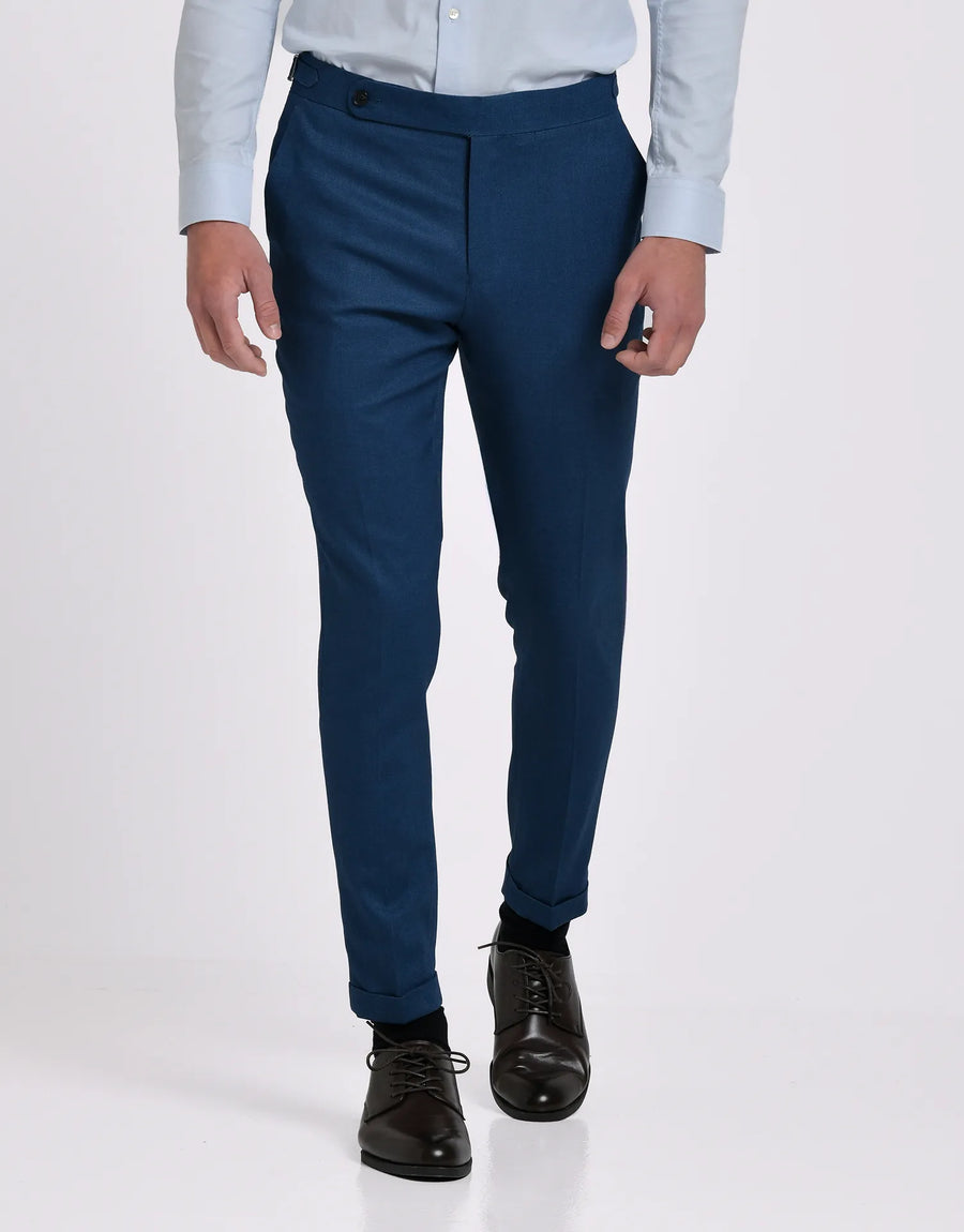 PANTALON TRAJE TEJIDO TRAMA - AZUL