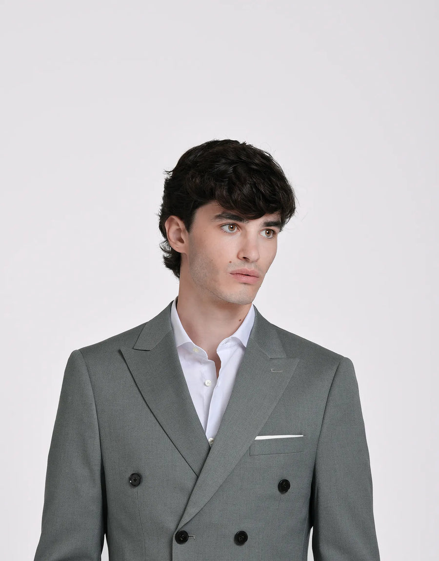 AMERICANA TRAJE CRUZADO MEZCLILLA