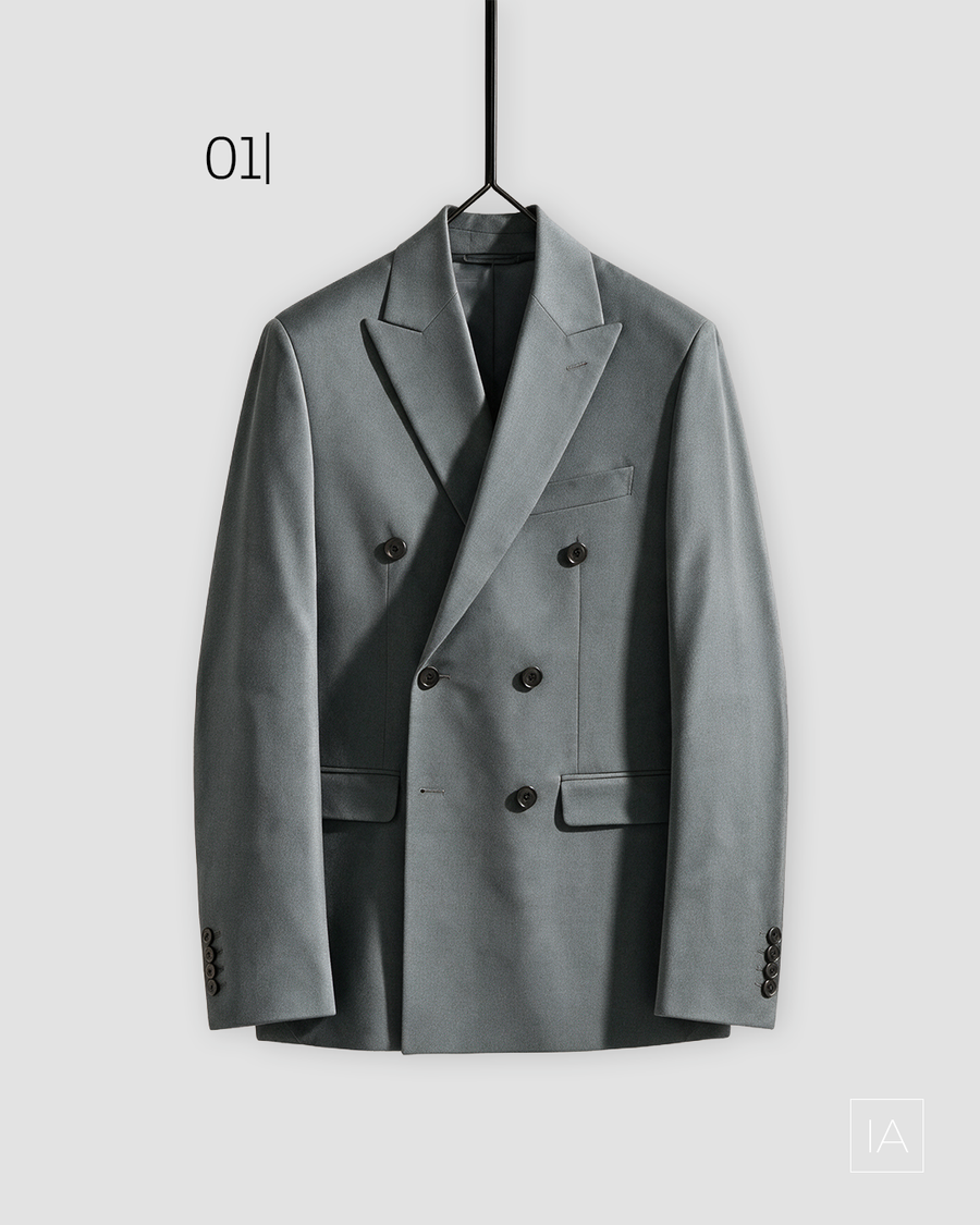AMERICANA TRAJE CRUZADO MEZCLILLA - oliva