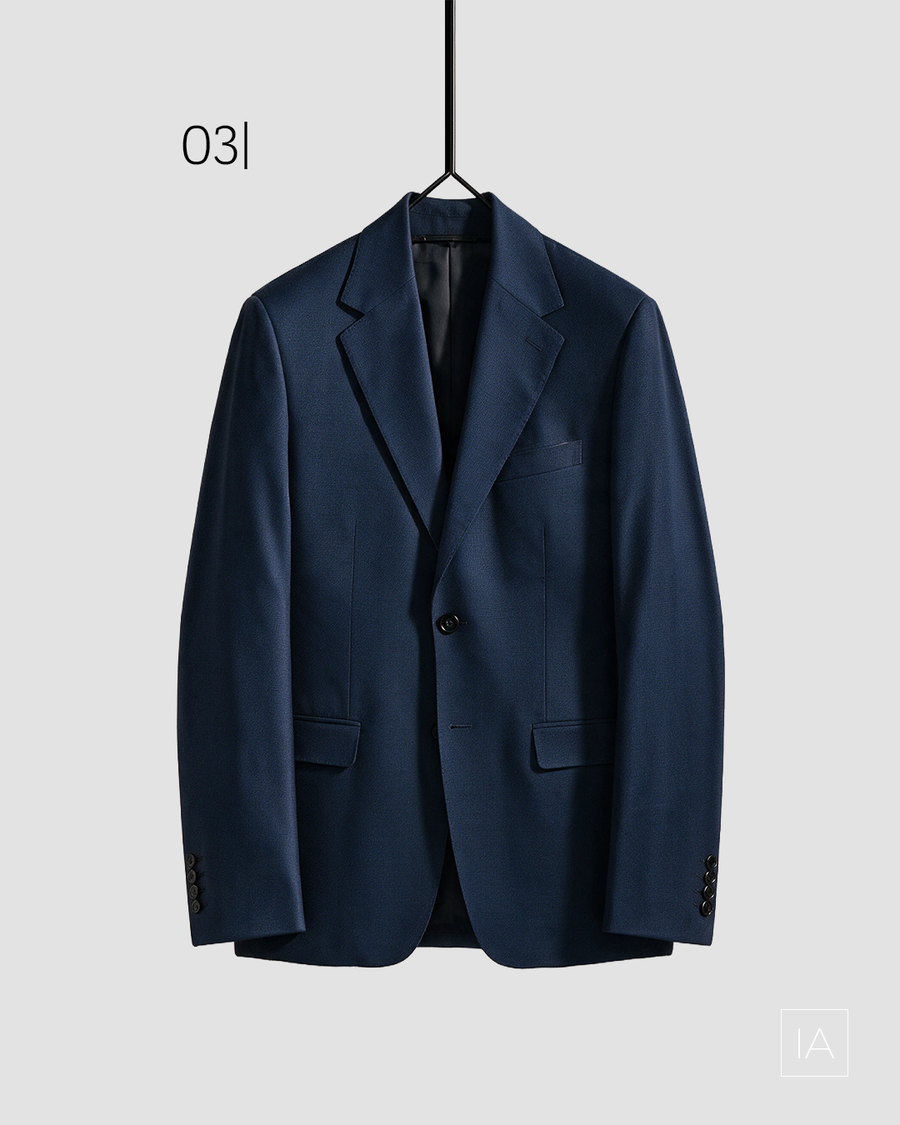 AMERICANA TRAJE TEJIDO TRAMA - azul