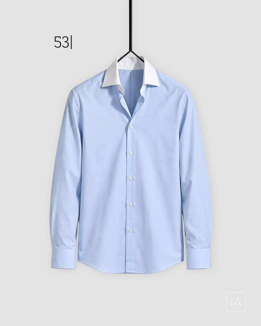 CAMISA VESTIR ESTRUCTURA CUELLO ITALIANO - azul