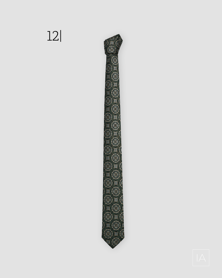 CORBATA ESTAMPADO GEOMETRICO - verde