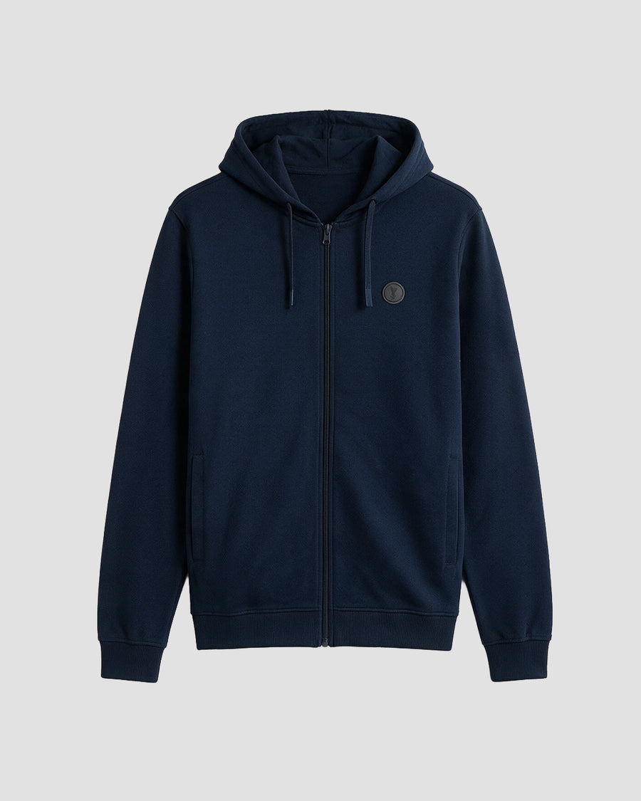 SUDADERA CREMALLERA LOGO CAPUCHA - marino